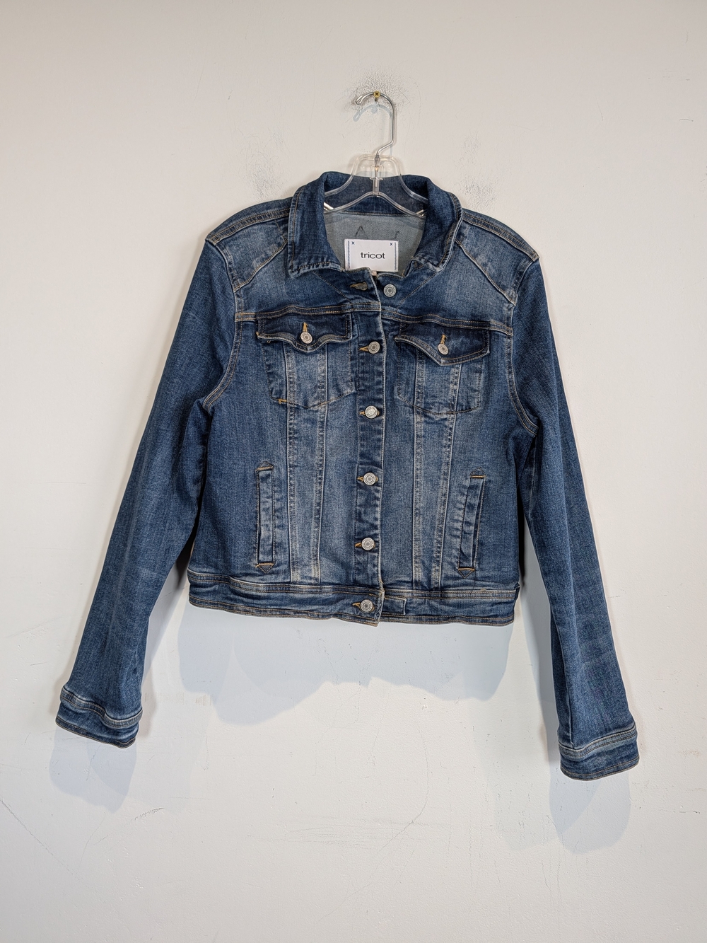 Tricot Blue Denim Jacket - Classic Women's Jean Jacket, Size Large